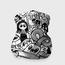 Бандана-труба Black and white doddle monsters, цвет: 3D-принт