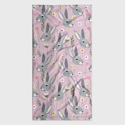 Бандана-труба Серый заяц с цветами, цвет: 3D-принт — фото 2