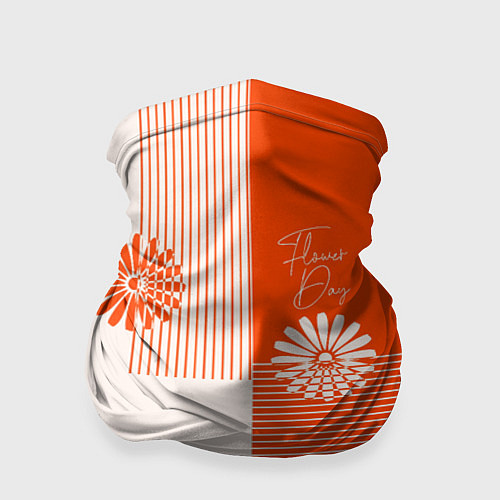 Бандана Полосы и лепестки на оранжевом / 3D-принт – фото 1