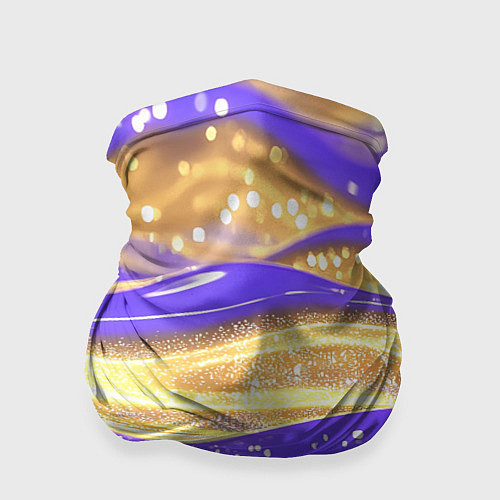 Бандана Фиолетово-золотая жидкая текстура / 3D-принт – фото 1