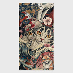 Бандана-труба Котики и рыбки в сакуре, цвет: 3D-принт — фото 2