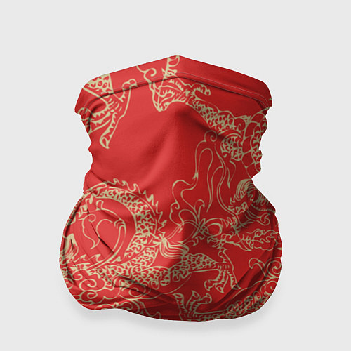 Бандана Золотые драконы на красном / 3D-принт – фото 1