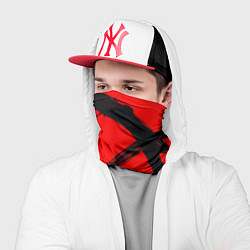 Бандана-труба Черная абстракция на красном, цвет: 3D-принт — фото 2