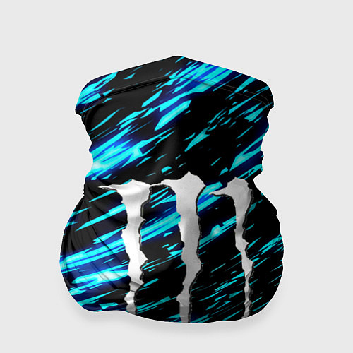 Бандана Monster energy штрихи голубых неоновых красок / 3D-принт – фото 1