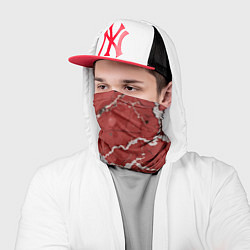 Бандана-труба Красно-серый мрамор, цвет: 3D-принт — фото 2