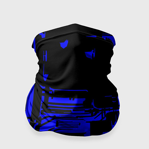 Бандана Чёрный и синий ультрамарин абстракция / 3D-принт – фото 1