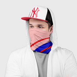 Бандана-труба Красно-синий текстурный с полосами, цвет: 3D-принт — фото 2