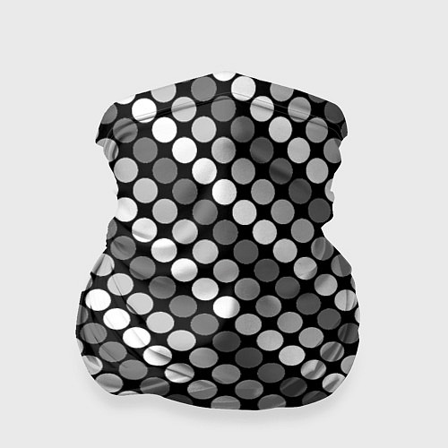 Бандана Белый серый горох на черном ретро / 3D-принт – фото 1