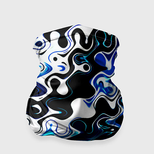 Бандана Абстракция разлитые краски чёрно-сине-белый / 3D-принт – фото 1