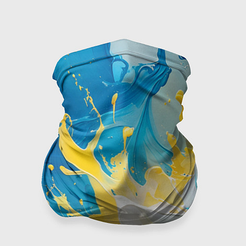Бандана Масляные краски, брызги, желтые белые синие цвета / 3D-принт – фото 1