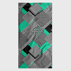 Бандана-труба Черно бирюзовая абстрактная геометрия пэчворк, цвет: 3D-принт — фото 2