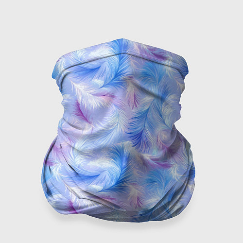 Бандана Узор из голубых и сиреневых перьев / 3D-принт – фото 1