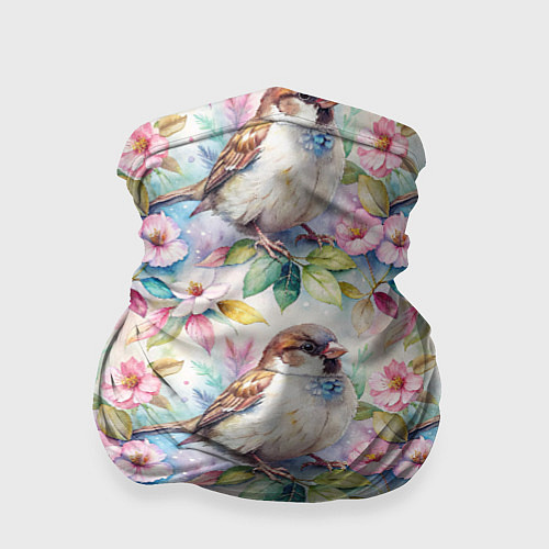 Бандана Воробей в ярких цветах паттерн / 3D-принт – фото 1