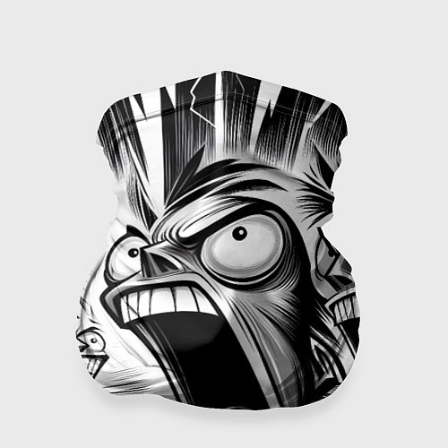 Бандана Орущие рожицы и чёрные молнии - нейроарт / 3D-принт – фото 1