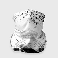 Бандана-труба Реал Мадрид черно белые краски, цвет: 3D-принт