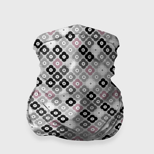 Бандана Цветочный серо-розовый узор ретро / 3D-принт – фото 1