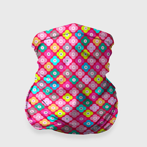 Бандана Разноцветный цветочный узор ретро / 3D-принт – фото 1