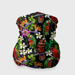 Бандана-труба Попугаи в цветах, цвет: 3D-принт