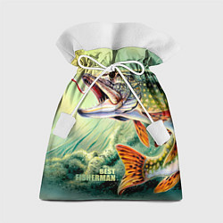 Мешок для подарков Лучший щучий рыбак, цвет: 3D-принт