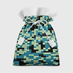 Мешок для подарков Камуфляж пиксельный: голубой/черный, цвет: 3D-принт