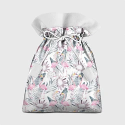 Мешок для подарков Тропические фламинго, цвет: 3D-принт