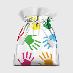 Мешок для подарков Цветные ладошки - Детский узор, цвет: 3D-принт