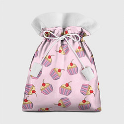 Мешок для подарков Капкейки на розовом, цвет: 3D-принт