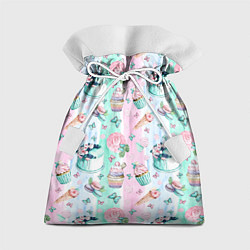 Мешок для подарков Сладости и бабочки Акварель, цвет: 3D-принт