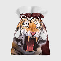 Мешок для подарков Тигр красавчик сердится, цвет: 3D-принт