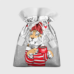 Подарочный мешок Тигр с чашкой кофе