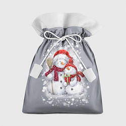 Мешок для подарков Два снеговика, цвет: 3D-принт