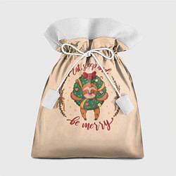 Мешок для подарков Ленивец Новый год, цвет: 3D-принт
