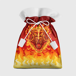 Мешок для подарков Огненный тигр в пламени, цвет: 3D-принт