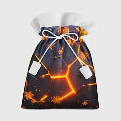 Мешок для подарков НОВОГОДНИЕ ОГНЕННЫЕ 3D ПЛИТЫ FIRE NEON HEXAGON, цвет: 3D-принт