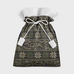 Подарочный мешок Вязанный камуфляж с цветами