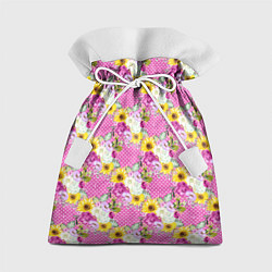 Мешок для подарков Полевые фиолетовые и желтые цветочки, цвет: 3D-принт