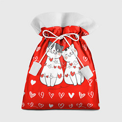 Мешок для подарков ЛЮБОВЬ КАК У КОТИКОВ влюбленные котики, цвет: 3D-принт