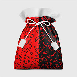 Мешок для подарков Черно-Красные сердца с крылышками, цвет: 3D-принт