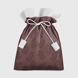 Подарочный мешок Веточки с черными листьями на коричневом фоне