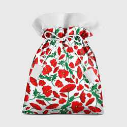 Подарочный мешок Цветы Красные Маки на белом фоне