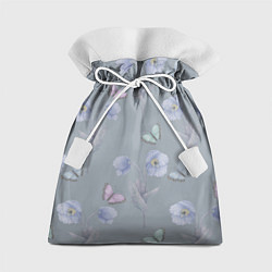 Подарочный мешок Бабочки и цветы голубого мака