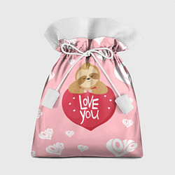 Подарочный мешок Ленивец с сердцем Сердца паттерн