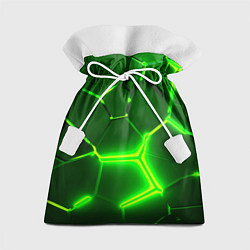 Подарочный мешок 3D ПЛИТЫ НЕОН NEON GREEN HEXAGON РАЗЛОМ