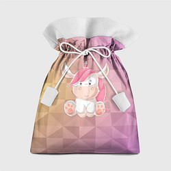 Подарочный мешок Единорог с розовыми волосами