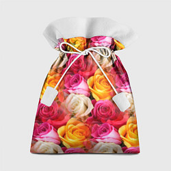 Мешок для подарков Красные, желтые и белые розы, цвет: 3D-принт