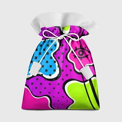 Мешок для подарков Яркий абстрактный узор в стиле 90х, неоновые цвета, цвет: 3D-принт