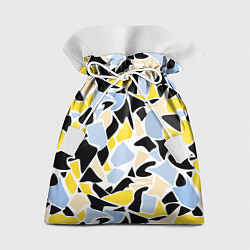 Мешок для подарков Абстрактный узор в желто-голубых тонах на черном ф, цвет: 3D-принт