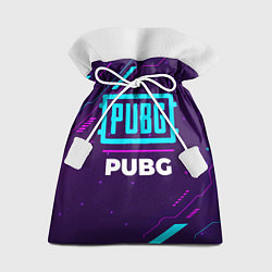 Мешок для подарков Символ PUBG в неоновых цветах на темном фоне, цвет: 3D-принт