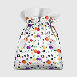 Мешок для подарков Разноцветные фрукты и ягоды на белом фоне, цвет: 3D-принт