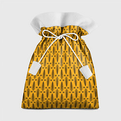 Подарочный мешок Черно-желтый современный узор Листья